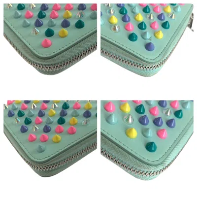 Pre-owned Christian Louboutin Blue Multi-color Leather Long Wallet (bi-fold) ()