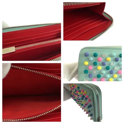 Pre-owned Christian Louboutin Blue Multi-color Leather Long Wallet (bi-fold) ()