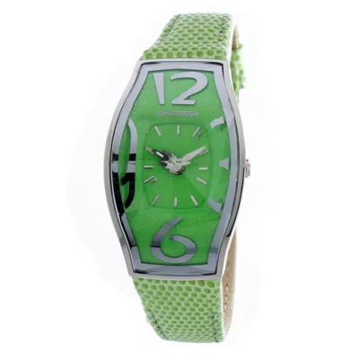 Chronotech Green Leather Watch In Green