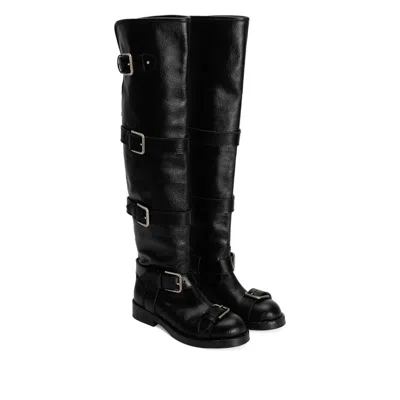 Dolce & Gabbana Bernini Buckled Crinkled-leather Over-the-knee Boots In Black