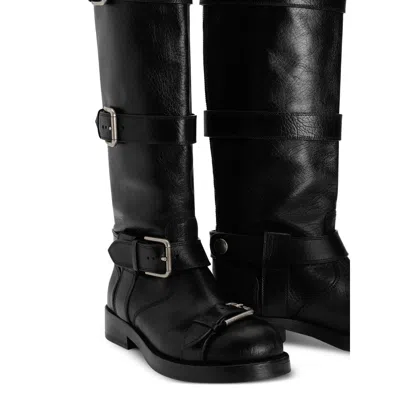 Dolce & Gabbana Bernini Buckled Crinkled-leather Over-the-knee Boots In Black
