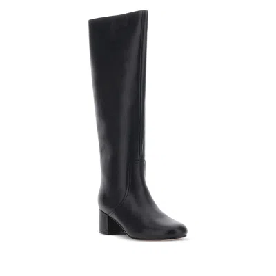Twinset Knee-high Calf Leather Ankle Boots With Silhouette In Black