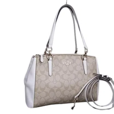Pre-owned Coach Beige Ivory Pvc Leather Handbag Shoulder Bag Tote Bag ()
