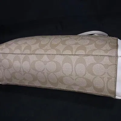 Pre-owned Coach Beige Ivory Pvc Leather Handbag Shoulder Bag Tote Bag ()