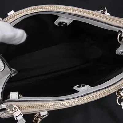 Pre-owned Coach Beige Ivory Pvc Leather Handbag Shoulder Bag Tote Bag ()