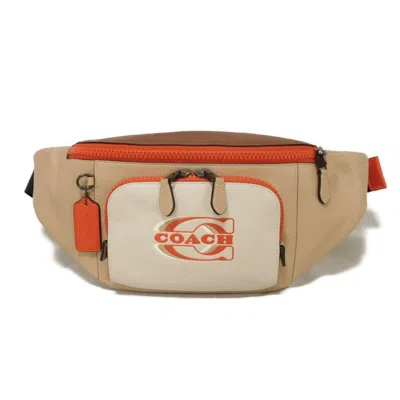 Pre-owned Coach Beige Red Orange Leather Fanny Pack Sling Bag ()