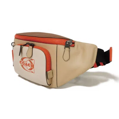 Pre-owned Coach Beige Red Orange Leather Fanny Pack Sling Bag ()