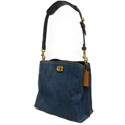 Pre-owned Coach Blue Denim Canvas Leather Shoulder Bag ()
