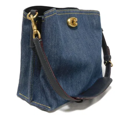 Pre-owned Coach Blue Denim Canvas Leather Shoulder Bag ()