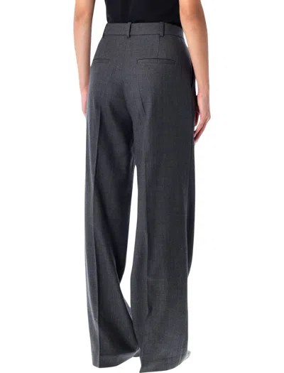 Anine Bing Dark Grey Wide-leg Wool Trousers In Gray