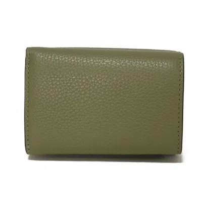 Pre-owned Coach Green Khaki Leather Wallet (tri-fold) () In Multi