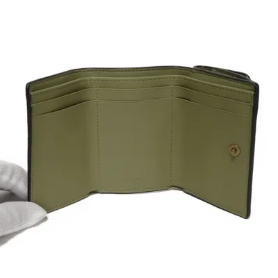 Pre-owned Coach Green Khaki Leather Wallet (tri-fold) () In Multi