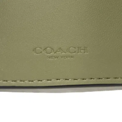 Pre-owned Coach Green Khaki Leather Wallet (tri-fold) () In Multi