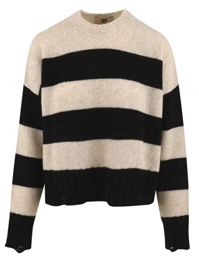 Aniye By Striped Distressed Sweater In Neutral