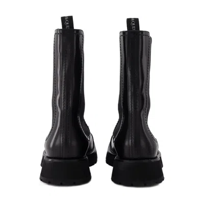 Alexander Mcqueen Ankle Boots With Studs In Black Leather In Black