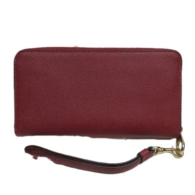Pre-owned Coach Red Color Leather Long Wallet (bi-fold) ()