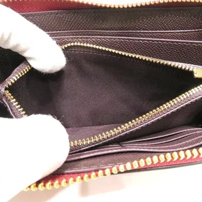 Pre-owned Coach Red Color Leather Long Wallet (bi-fold) ()