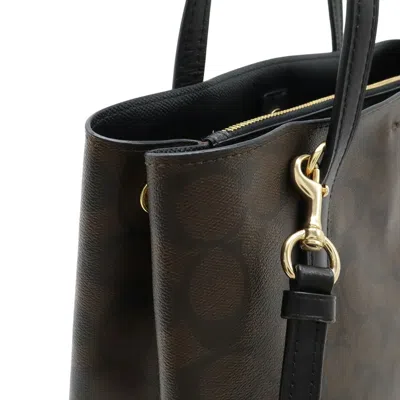 Pre-owned Coach Signature Black Brown Signature Line Leather Pvc Shoulder Bag Tote Bag ()