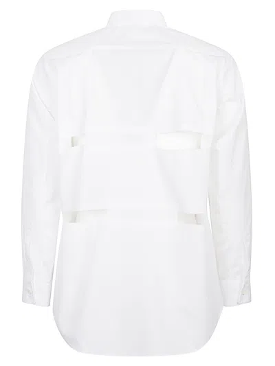 Comme Des Garçons Cotton Shirt Cut-out Long Sleeves In White