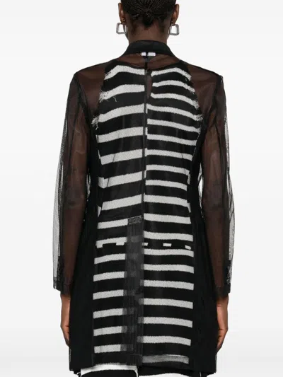 Comme Des Garçons Longline Sheer Sleeves Coat In Black