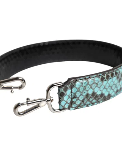 Dolce & Gabbana Black Blue Exotic Leather Bag Shoulder Women's Strap In Multi