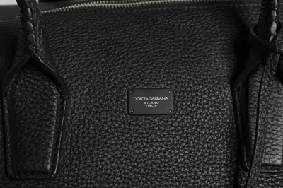 Dolce & Gabbana Black Calfskin Leather Hand Shoulder Duffle Men's Bag