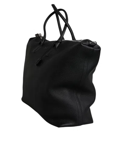 Dolce & Gabbana Black Calfskin Leather Hand Shoulder Duffle Men's Bag