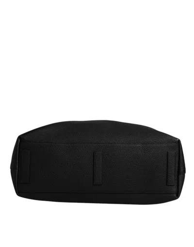 Dolce & Gabbana Black Calfskin Leather Hand Shoulder Duffle Men's Bag