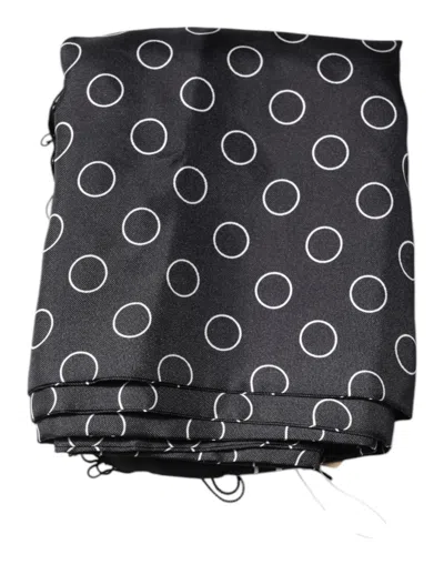 Pre-owned Dolce & Gabbana Black Circles Silk Fringes Shawl Wrap Men's Scarf ()