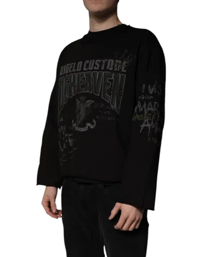 Dolce & Gabbana Black Dg Heaven Crew Neck Pullover Sweater In Black