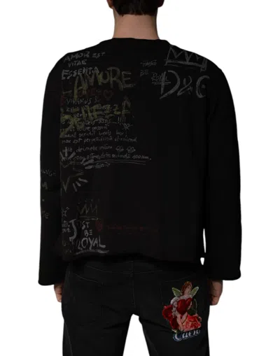 Dolce & Gabbana Black Dg Heaven Crew Neck Pullover Sweater In Black