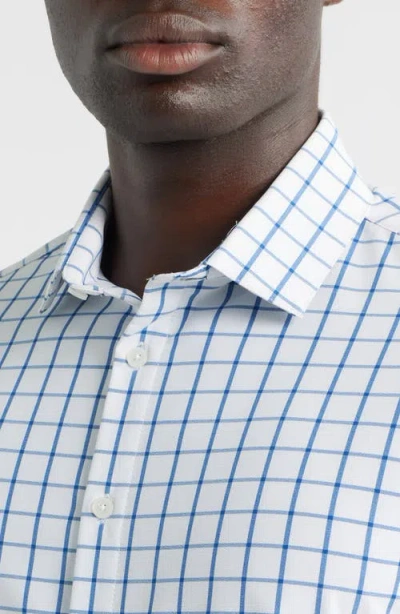 Mizzen + Main Mizzen+main Leeward Trim Fit Windowpane Performance Button-up Shirt In Blue