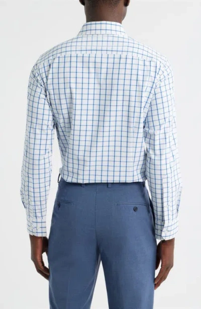 Mizzen + Main Mizzen+main Leeward Trim Fit Windowpane Performance Button-up Shirt In Blue