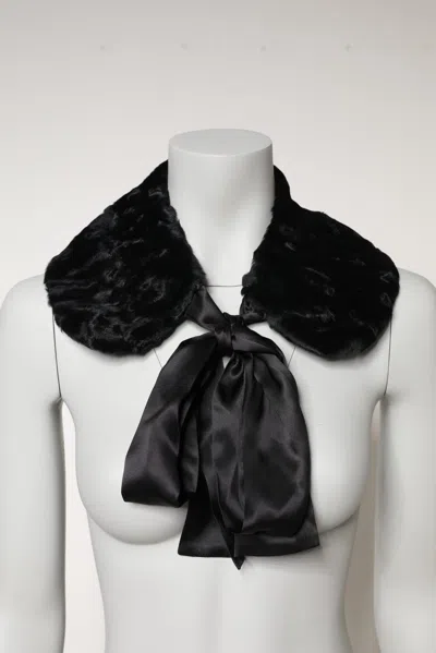 Dolce & Gabbana Black Lamb Fur Women Neck Warmer Winter Scarf In Black