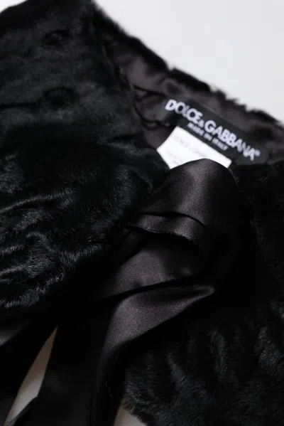 Dolce & Gabbana Black Lamb Fur Women Neck Warmer Winter Scarf In Black