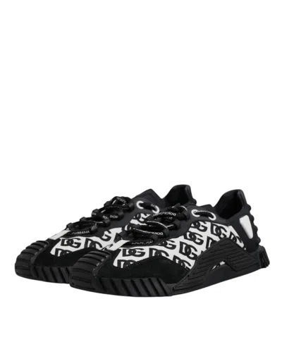 Pre-owned Dolce & Gabbana Black Logo Lace Up Low Top Ns1 Sneakers Men's Shoes () In Multi
