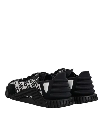 Pre-owned Dolce & Gabbana Black Logo Lace Up Low Top Ns1 Sneakers Men's Shoes () In Multi