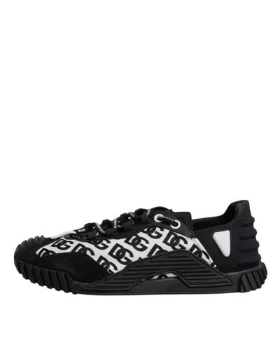 Pre-owned Dolce & Gabbana Black Logo Lace Up Low Top Ns1 Sneakers Men's Shoes () In Multi