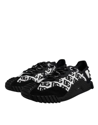 Pre-owned Dolce & Gabbana Black Logo Lace Up Low Top Ns1 Sneakers Men's Shoes () In Multi