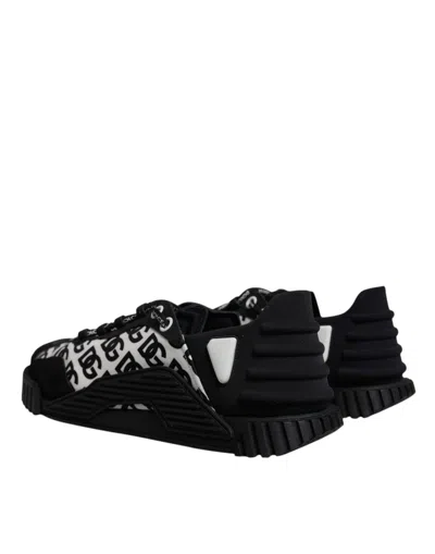 Pre-owned Dolce & Gabbana Black Logo Lace Up Low Top Ns1 Sneakers Men's Shoes () In Multi