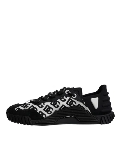 Pre-owned Dolce & Gabbana Black Logo Lace Up Low Top Ns1 Sneakers Men's Shoes () In Multi