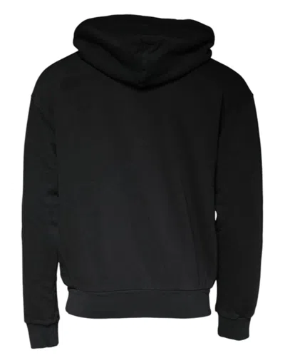Pre-owned Dolce & Gabbana Black Logo Plaque Hooded Full Zip Men's Sweater ()