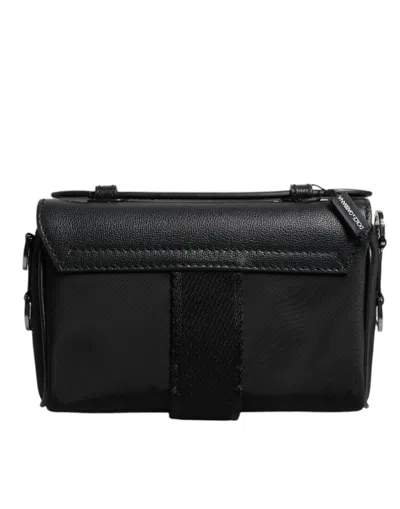 Dolce & Gabbana Black Logo Plaque Leather Buckled Shoulder Crossbody Men's Bag
