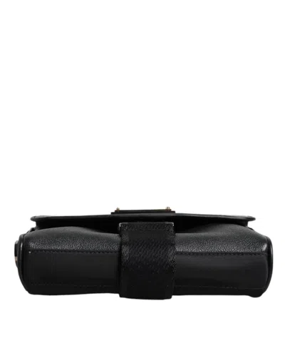 Dolce & Gabbana Black Logo Plaque Leather Buckled Shoulder Crossbody Men's Bag