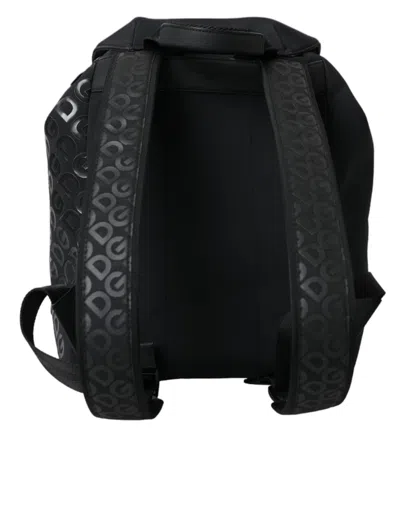 Pre-owned Dolce & Gabbana Black Neoprene Nylon Dg Logo School Backpack Men's Bag ()