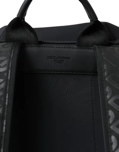 Pre-owned Dolce & Gabbana Black Neoprene Nylon Dg Logo School Backpack Men's Bag ()