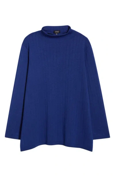 Jones New York Funnel Neck Wide Rib Sweater In Blue