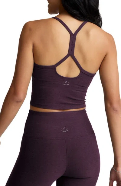 Beyond Yoga Spacedye Slim Racerback Cropped Tank In Eggplant Purple Heather In Multi