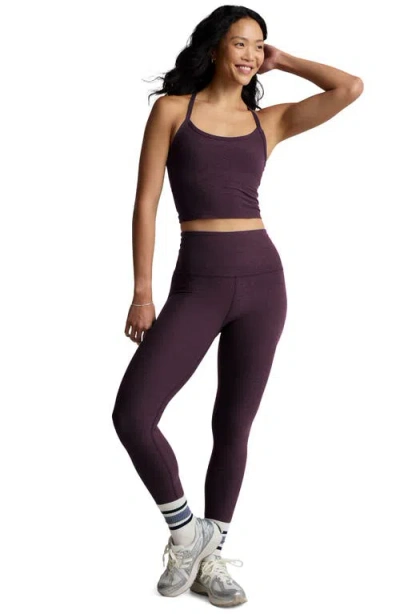 Beyond Yoga Spacedye Slim Racerback Cropped Tank In Eggplant Purple Heather In Multi