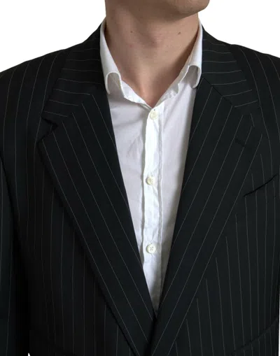 Dolce & Gabbana Black Stripe Single Breasted Sicilia Men's Blazer In Black